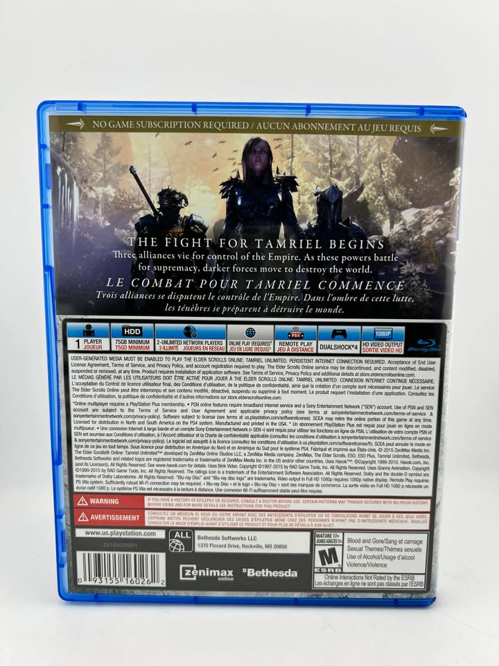 Elder Scrolls Online: Tamriel Unlimited Playstation 4 PS4