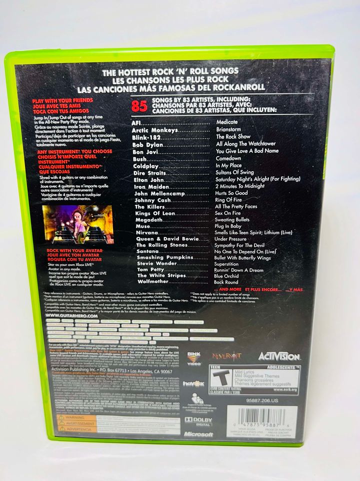 GUITAR HERO 5 XBOX 360 X360 - jeux video game-x