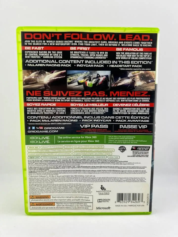 Grid 2 Limited Edition Xbox 360 X360