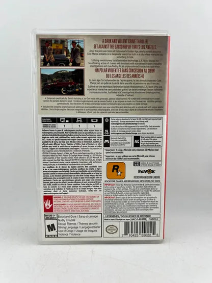 L.A. Noire Nintendo Switch