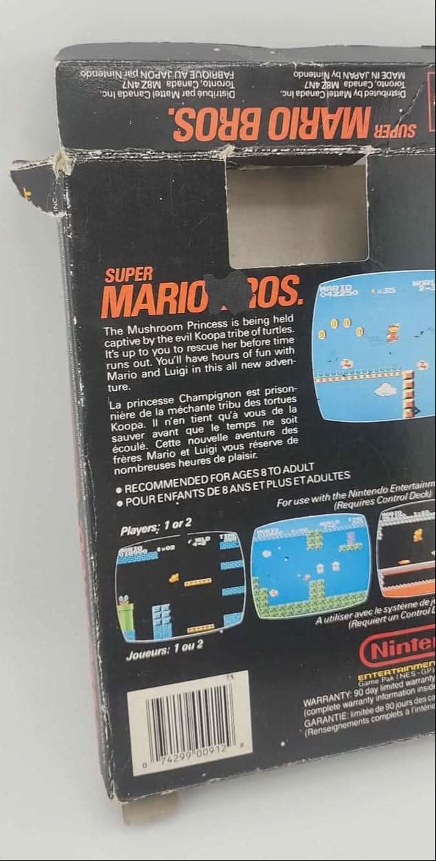 Super Mario Bros En Boite Mattel Canadien Nintendo NES NINTENDO