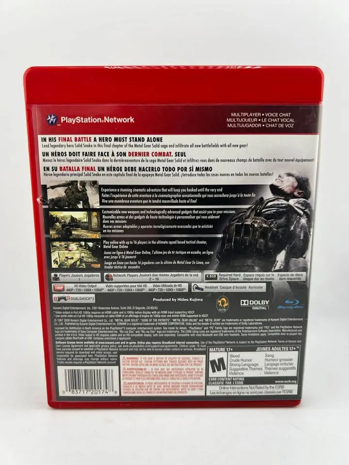 Metal Gear Solid 4 Guns of the Patriots Greatest Hits Playstation 3 PS3