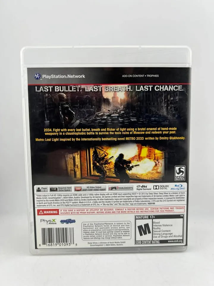 Metro: Last Light Playstation 3 PS3