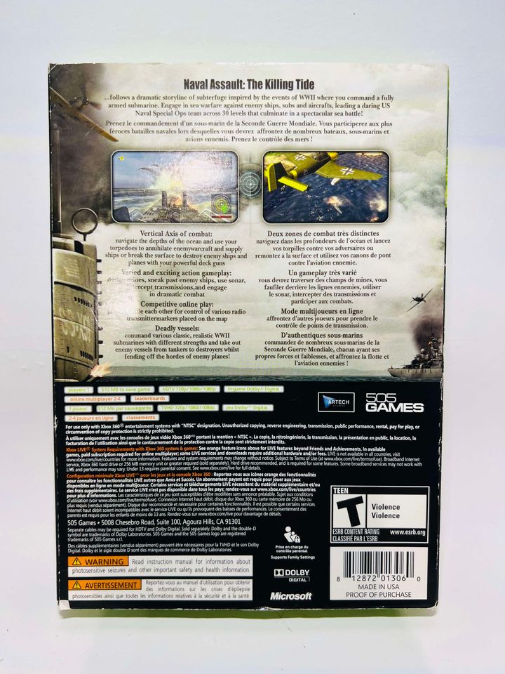 NAVAL ASSAULT THE KILLING TIDE XBOX 360 X360 - jeux video game-x