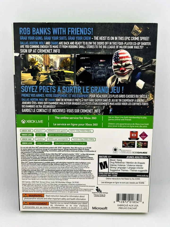 Payday 2 Safecracker Edition Xbox 360 X360