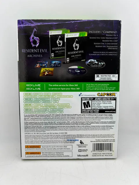 Resident Evil 6 Archives Xbox 360 X360