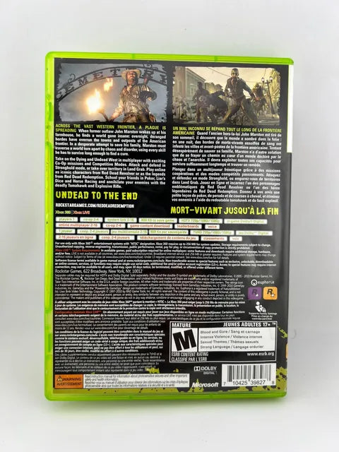 Red Dead Redemption Undead Nightmare Xbox 360 X360