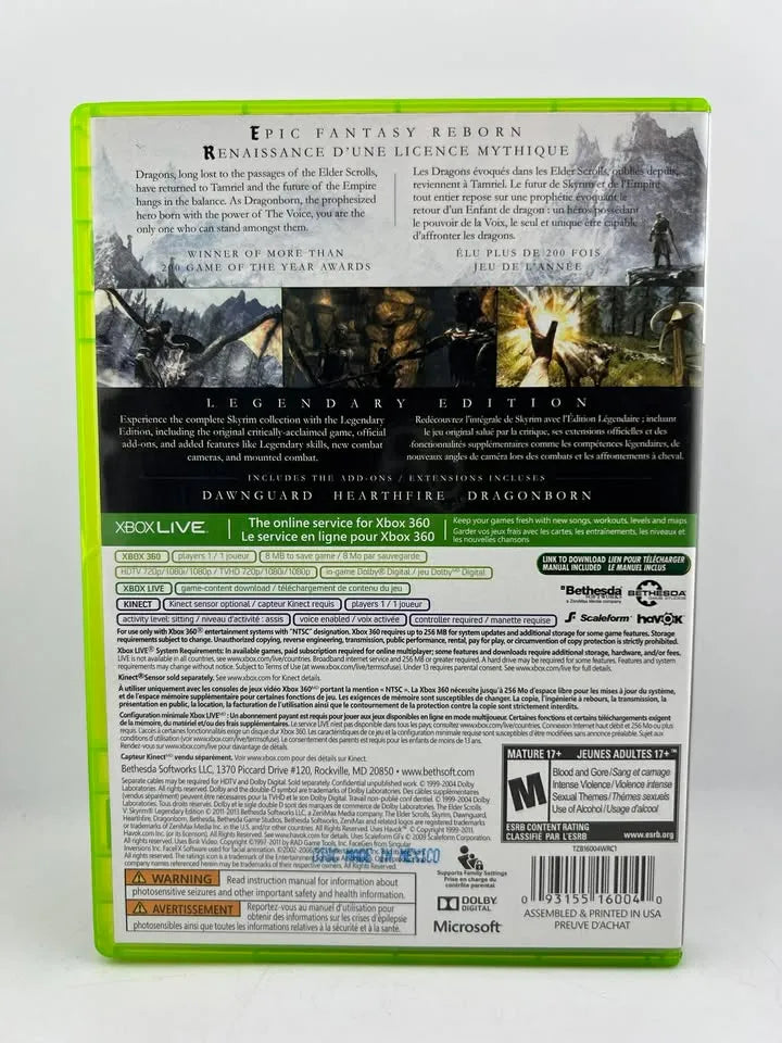 The Elder Scrolls V: Skyrim Legendary Edition Xbox 360 X360