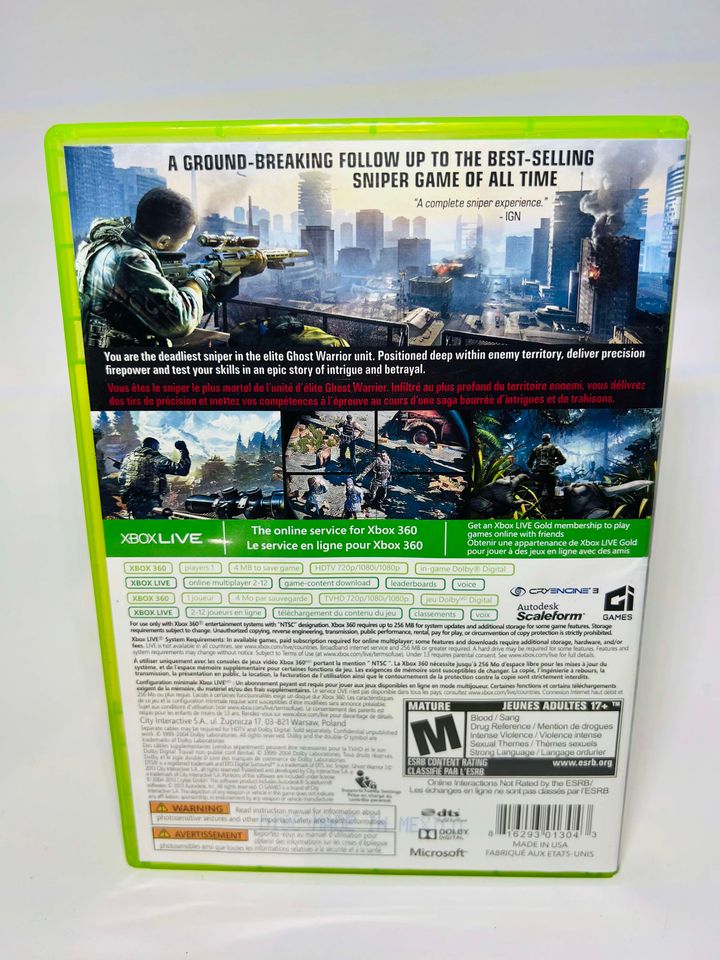 SNIPER 2 GHOST WARRIOR XBOX 360 X360 - jeux video game-x