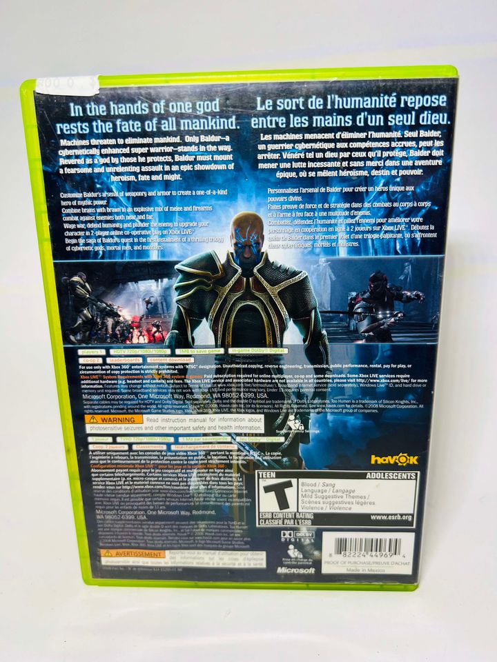 TOO HUMAN (XBOX 360 X360) - jeux video game-x