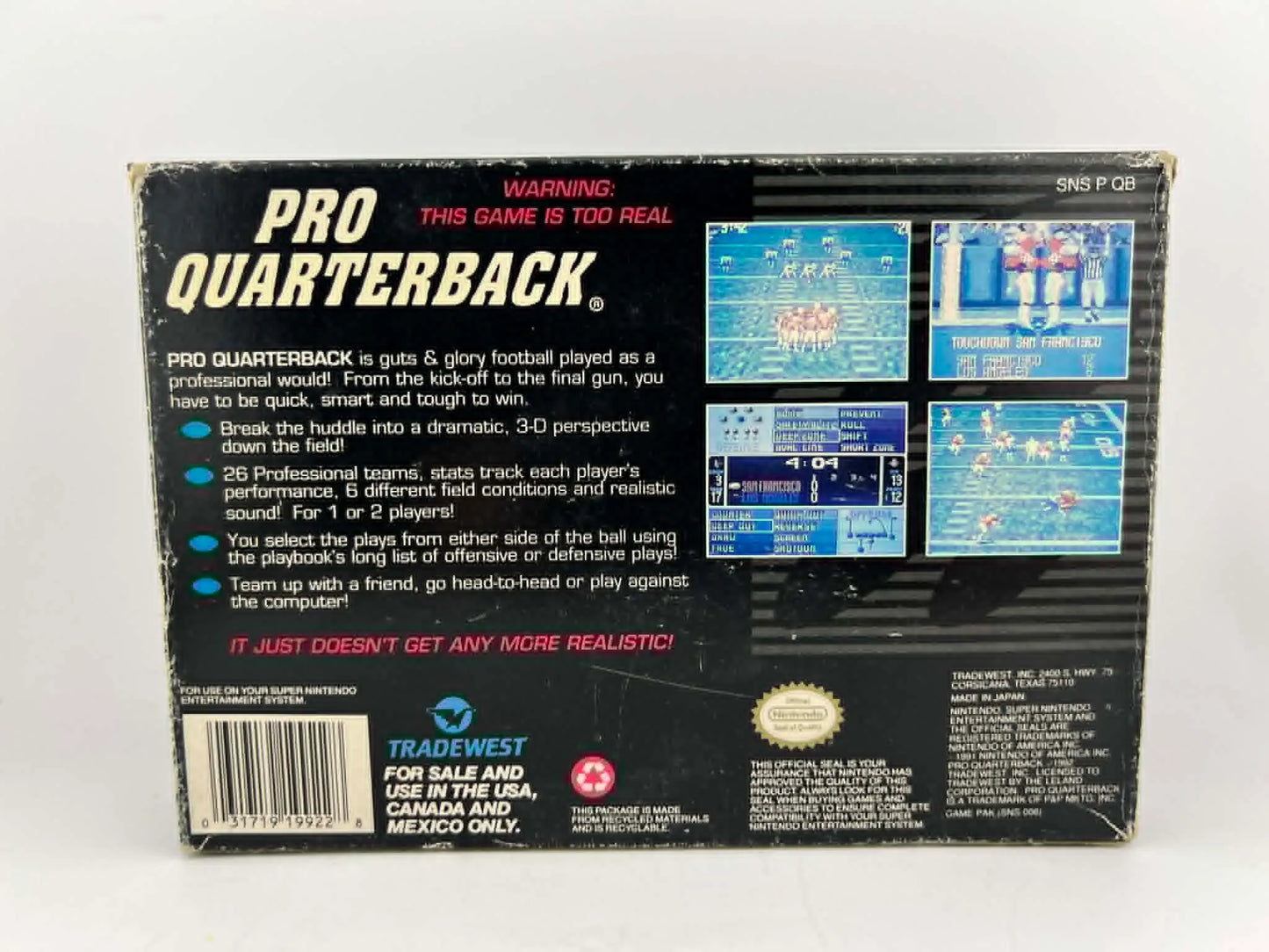 PRO QUARTERBACK EN BOITE SUPER NINTENDO SNES