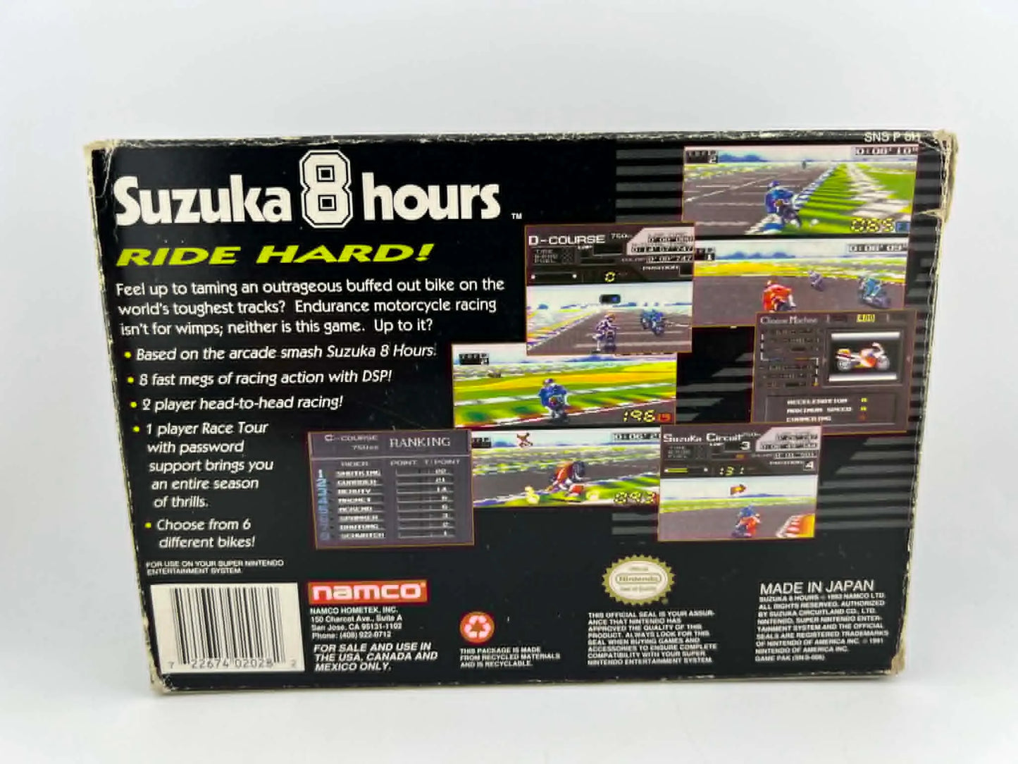 SUZUKA 8 HOURS en boite SUPER NINTENDO SNES