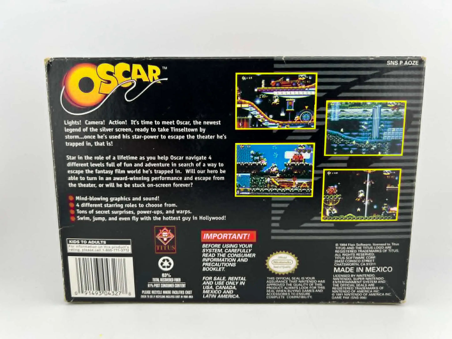 OSCAR en boite SUPER NINTENDO SNES