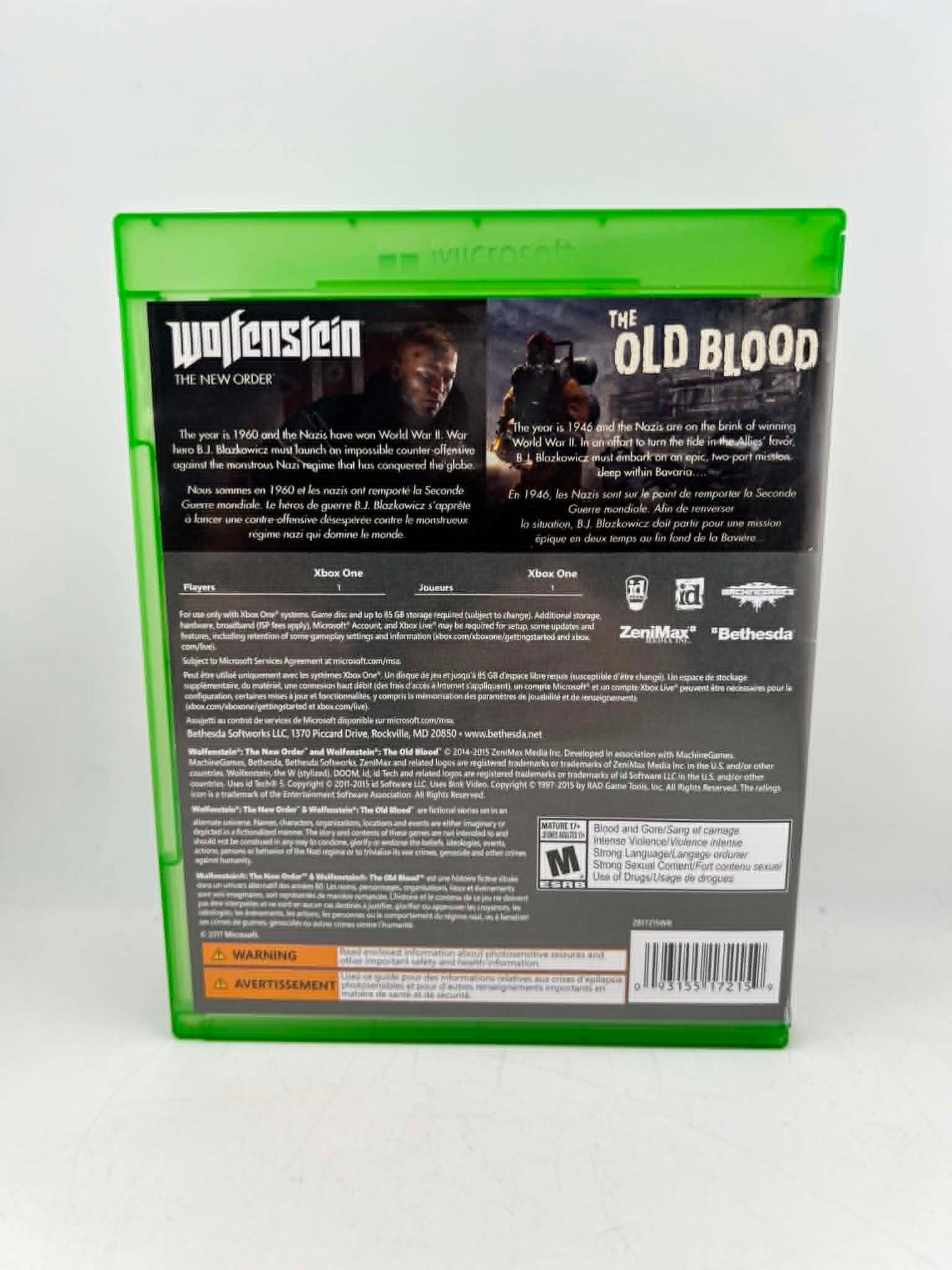 Wolfenstein The New Order and The Old Blood Xbox One Xone