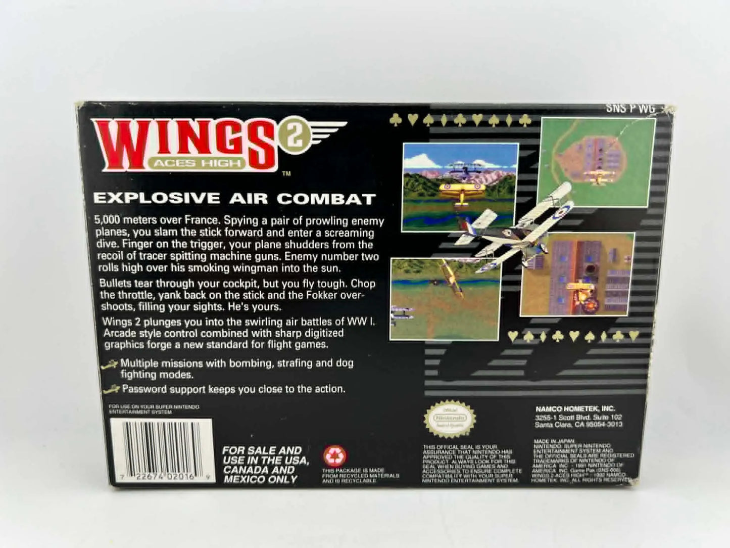 WINGS 2 ACES HIGH en boite SUPER NINTENDO SNES