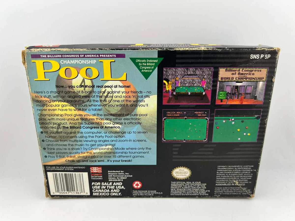 CHAMPIONSHIP POOL EN BOITE SUPER NINTENDO SNES