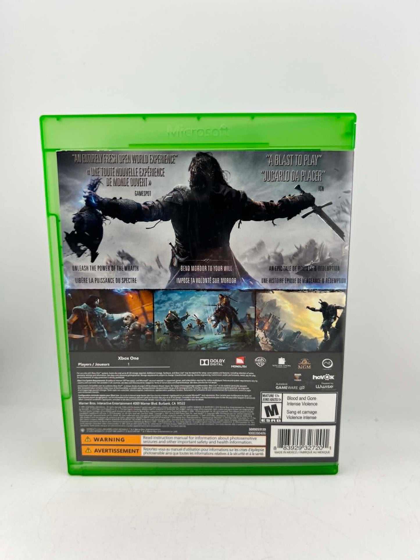 Middle Earth: Shadow of Mordor Xbox One Xone