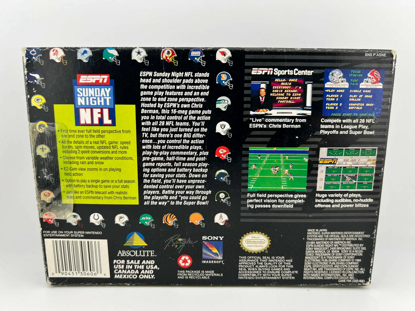 ESPN SUNDAY NIGHT NFL EN BOITE (SUPER NINTENDO SNES)