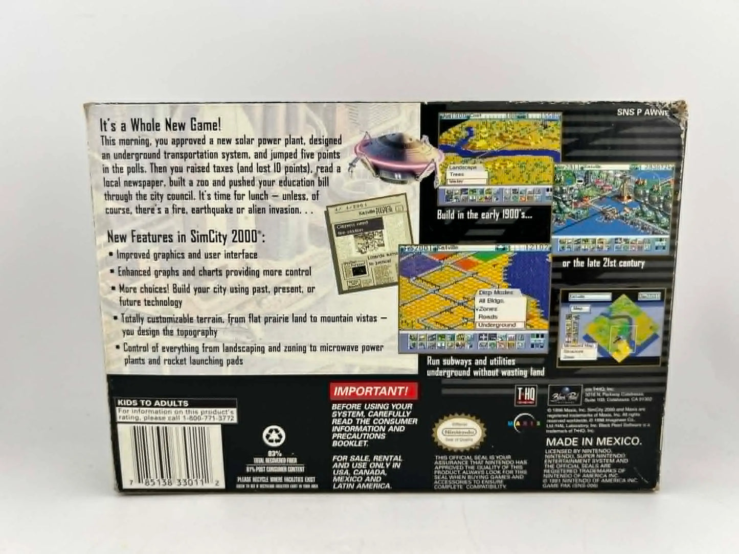 SIMCITY 2000 EN BOITE SUPER NINTENDO SNES