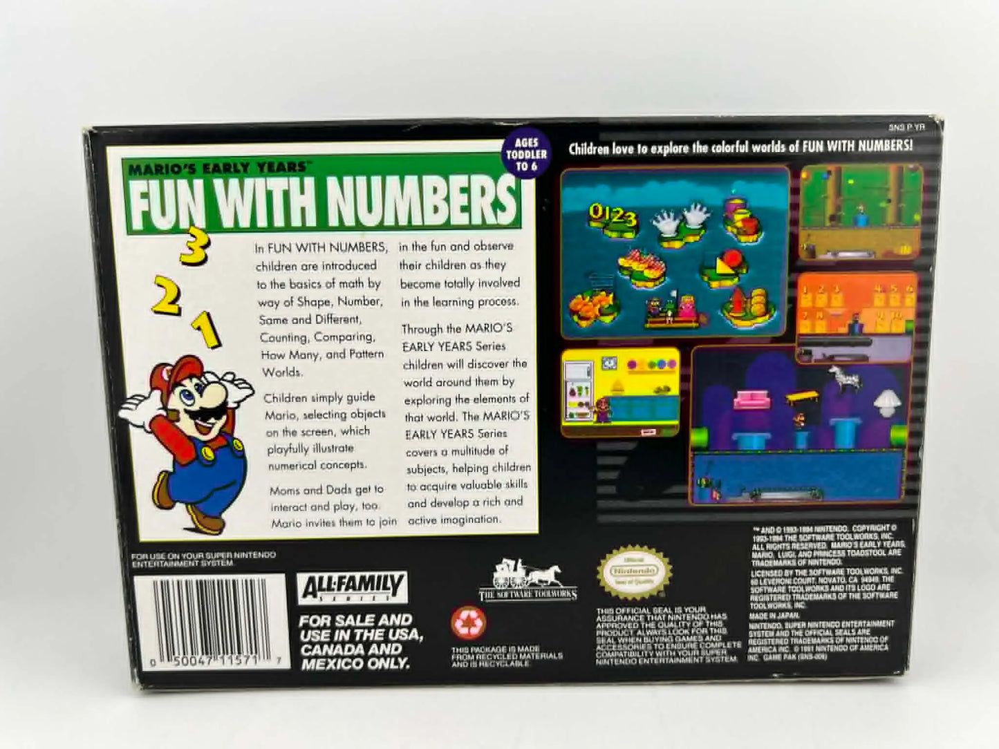 MARIO'S EARLY YEARS FUN WITH NUMBERS en boite SUPER NINTENDO SNES