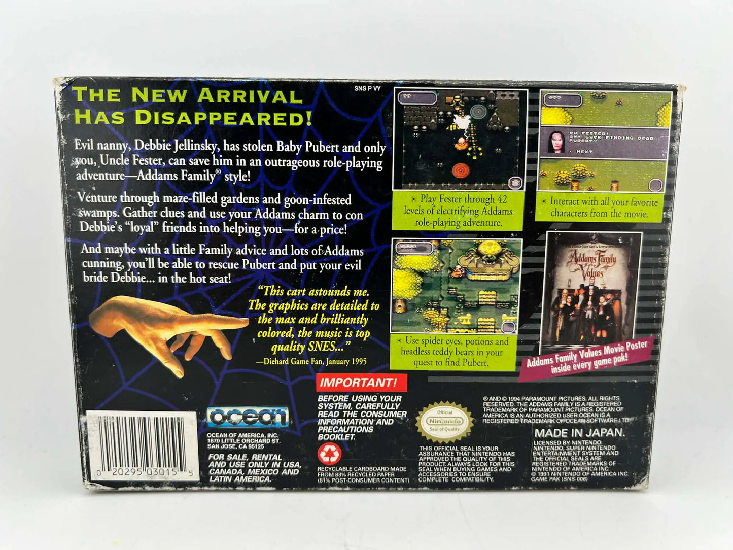 ADDAMS FAMILY VALUES En boite SUPER NINTENDO SNES