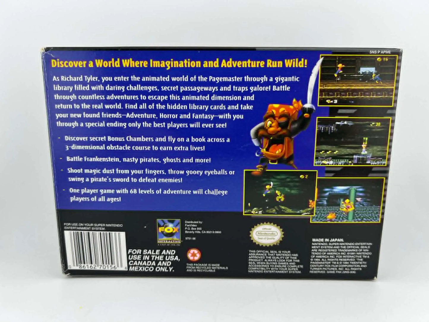 THE PAGEMASTER en boite SUPER NINTENDO SNES