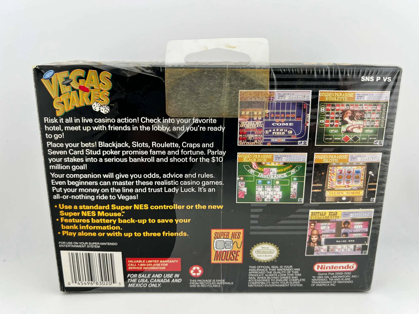 VEGAS STAKES EN BOITE (SUPER NINTENDO SNES)