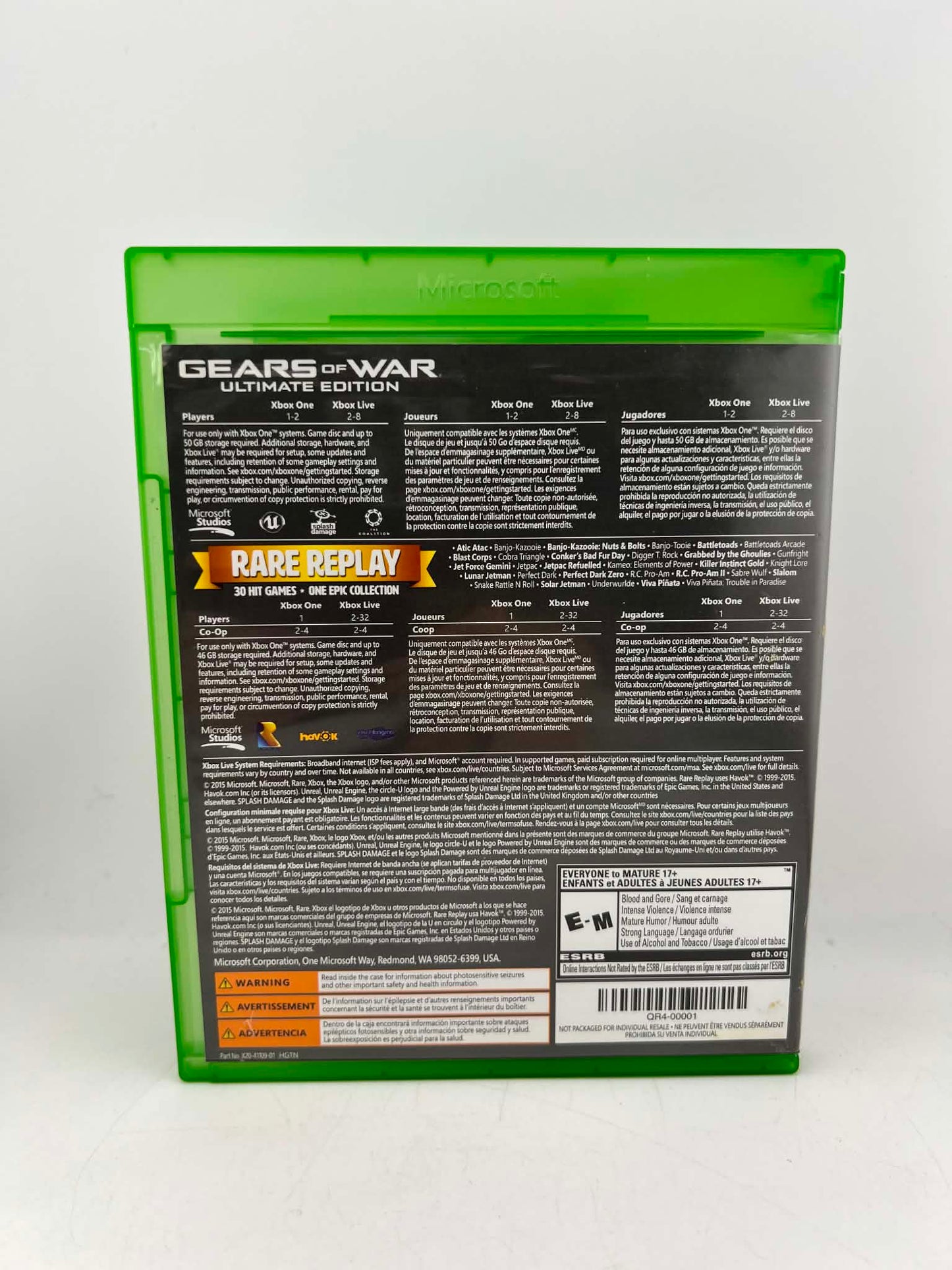 Gears of War Ultimate Edition and Rare Replay Xbox One Xone