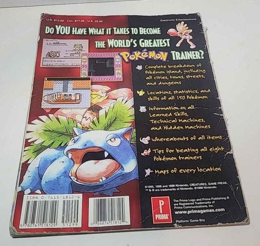 Pokemon Red And Blue Prima Strategy Guide jeux video game-x