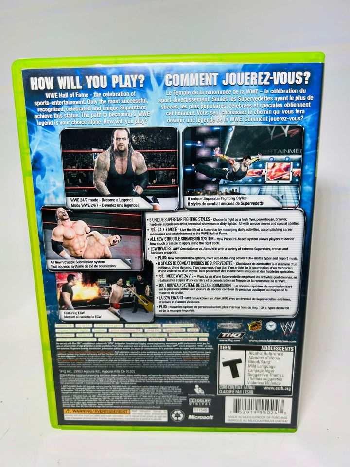 WWE SMACKDOWN VS. RAW 2008 XBOX 360 X360 - jeux video game-x