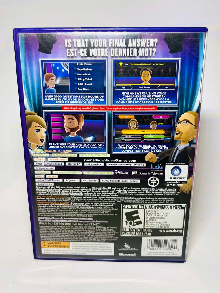 WHO WANTS TO BE A MILLIONAIRE? 2012 EDITION (XBOX 360 X360) - jeux video game-x