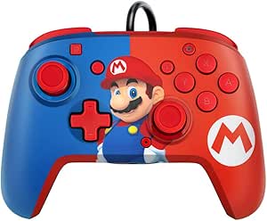 Manette PDP Faceoff Premiere Wired Pro Controller for Nintendo Switch Mario Bleu et rouge Blue And Red - jeux video game-x