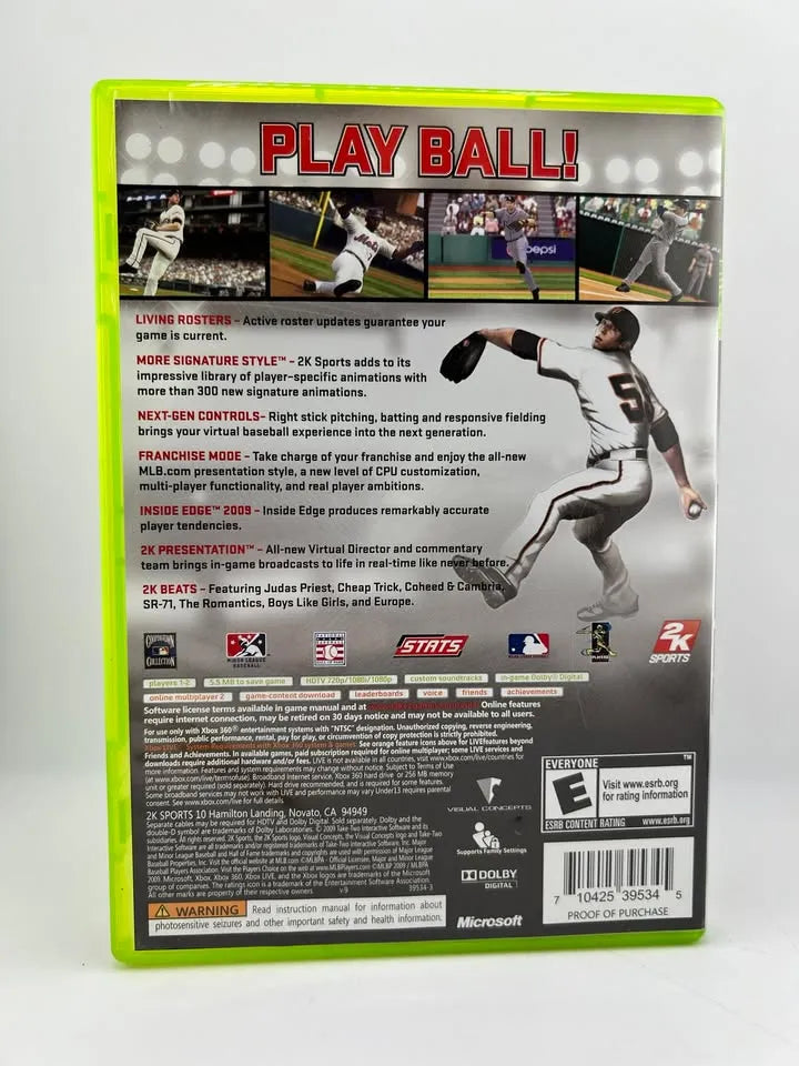 2K Sports Major League Baseball 2K9 Xbox 360 X360