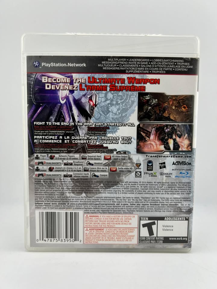 Transformers War For Cybertron PLAYSTATION 3 PS3