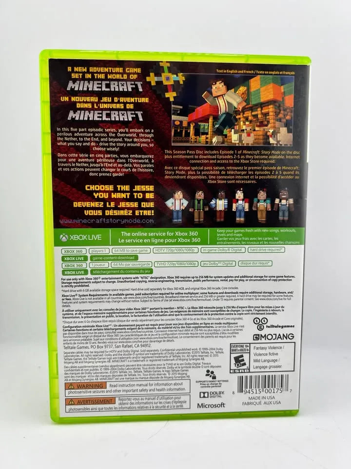 Minecraft: Story Mode Season Pass Xbox 360 X360
