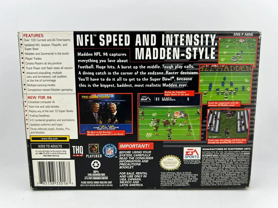 MADDEN NFL 98 EN BOITE SUPER NINTENDO SNES