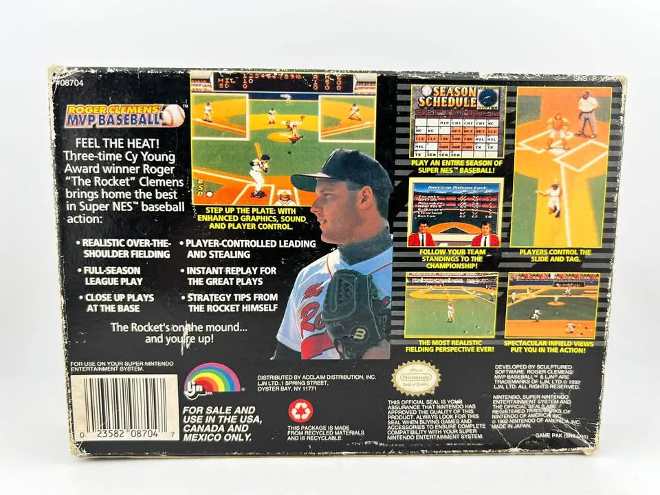 ROGER CLEMENS MVP BASEBALL SUPER NINTENDO SNES