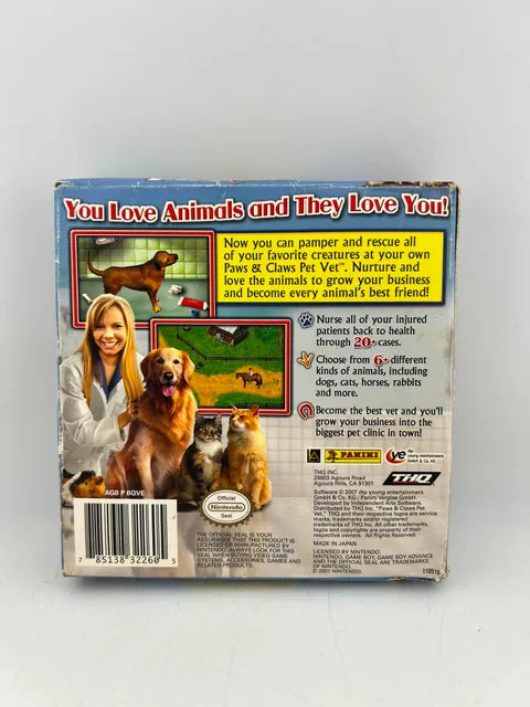 Paws And Claws Pet Vet Game Boy Advance GBA