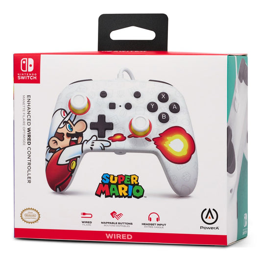 MANETTE POWERA ENHANCED WIRED CONTROLLER FIREBALL MARIO FOR NINTENDO SWITCH - jeux video game-x