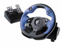 VOLANT DE COURSE USB AVEC PEDALES PS2 LOGITECH DRIVING FORCE FEEDBACK STEERING WHEEL AND PEDALS USB - jeux video game-x