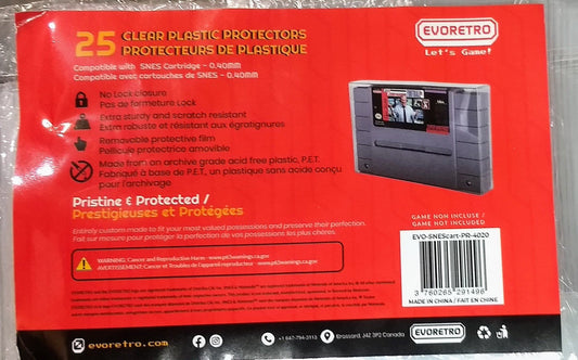 PROTECTEURS DE PLASTIQUE SUPER NINTENDO SNES .4mm POUR LES JEUX - jeux video game-x
