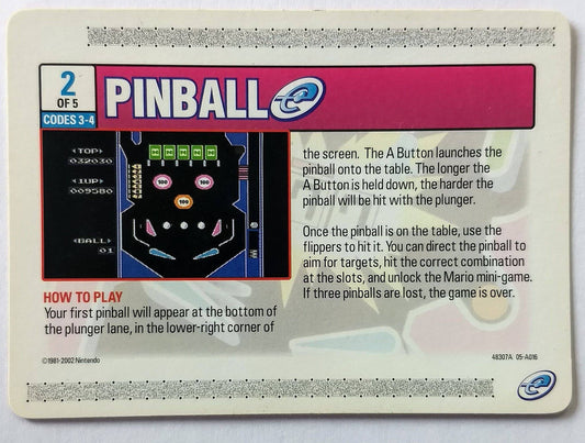 Carte Pinball #2 E Reader - jeux video game-x