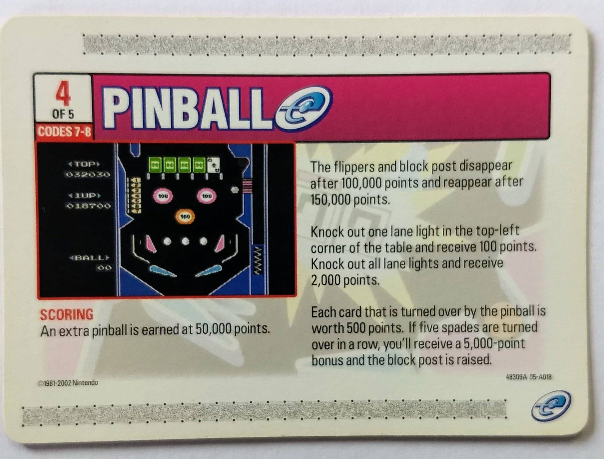 Carte Pinball #4 E Reader - jeux video game-x