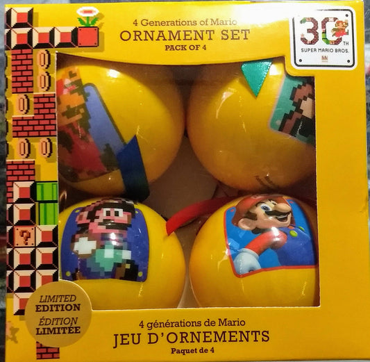 Super Mario Maker Ornament Set- 4 generations - 30th Anniversary Limited Edition - jeux video game-x