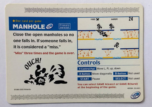 Carte Manhole Game and watch E-reader - jeux video game-x