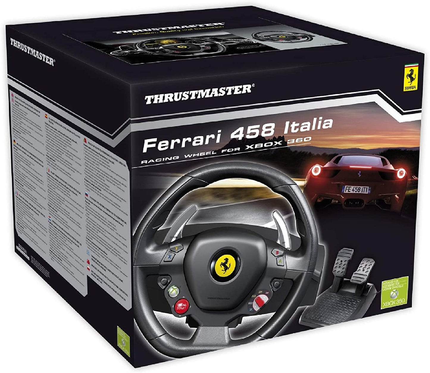 Volant de course avec pedales Xbox 360 Thrustmaster Ferrari 458 Italia RW V.3 Racing Wheel with pedal - jeux video game-x