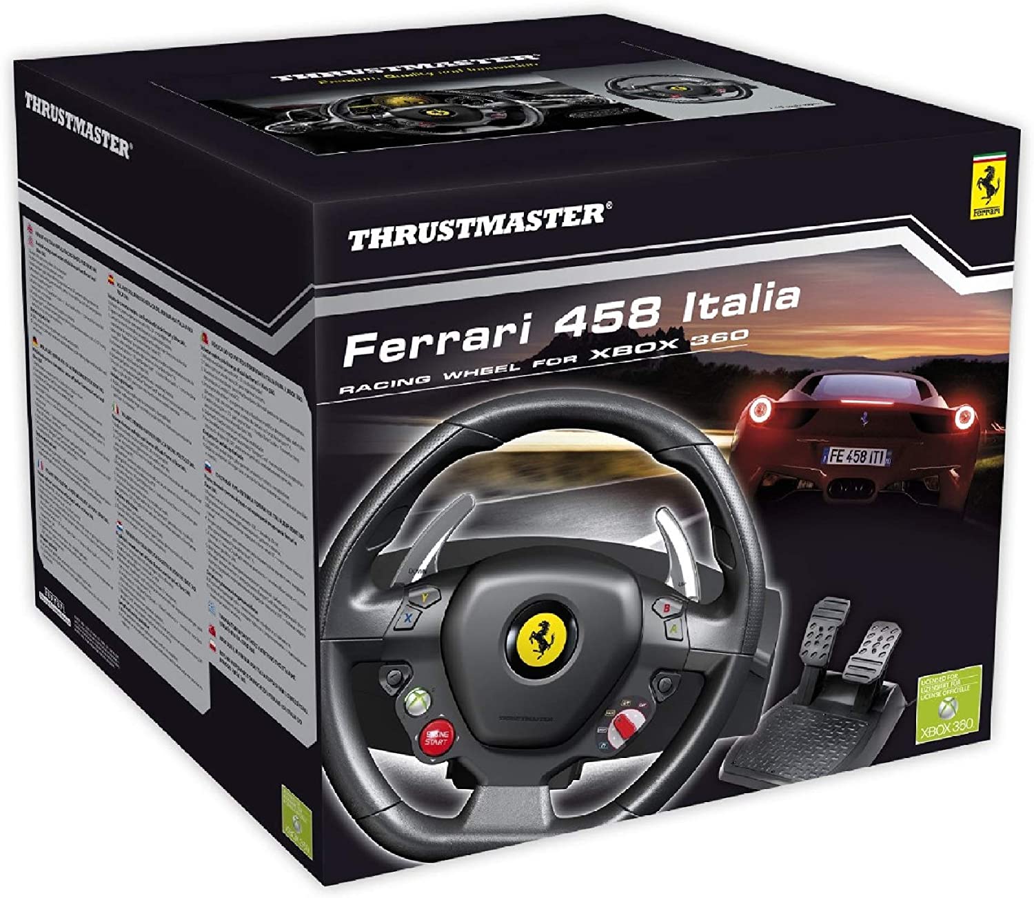 Volant de course avec pedales Xbox 360 Thrustmaster Ferrari 458 Italia RW V.3 Racing Wheel with pedal - jeux video game-x