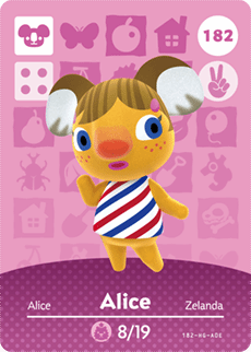 Animal Crossing Genuine Official Amiibo Card Alice 182 - jeux video game-x