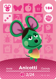 Animal Crossing Genuine Official Amiibo Card Anicotti 184 - jeux video game-x