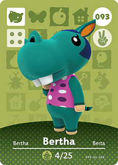 Animal Crossing Genuine Official Amiibo Card Bertha 93 - jeux video game-x